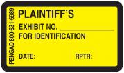 PLAINTIFF'S EXHIBIT NO. FOR IDENTIFICATION Labels, Yellow - 480 per pack